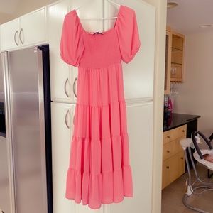 Tommy Hilfiger Women’s smocked Midi dress in color Bubblegum